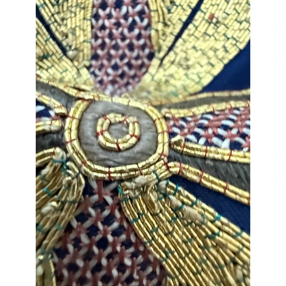 Vintage Chinese‎ Silk Gold Thread Couching Embroidery Butterfly Medallion Panel